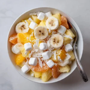 easy hawaiian fruit salad served in small dessert bowls