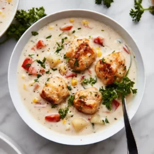 creamy one pot chicken meatball soup with spinach and herbs