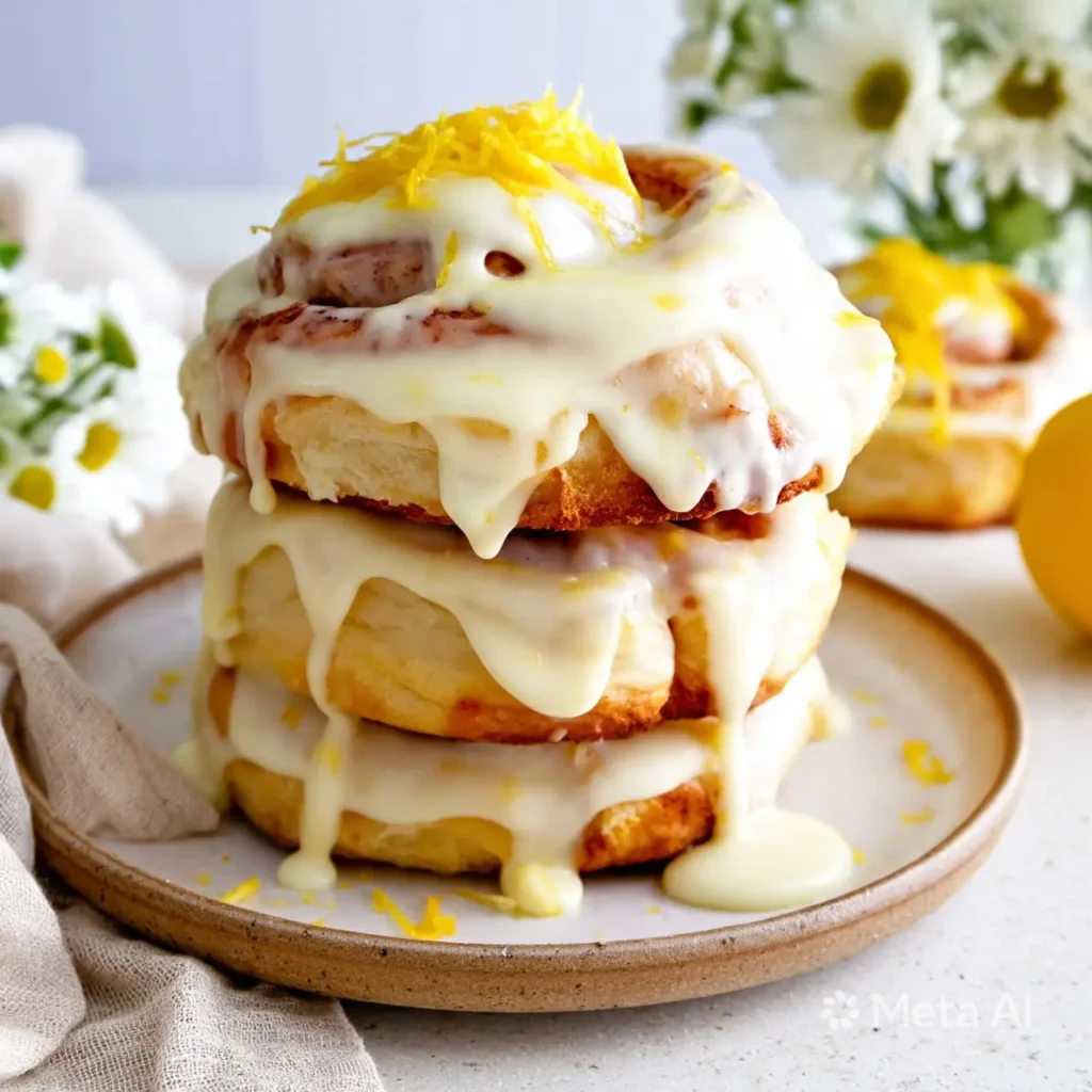 easy lemon sweet rolls served with lemon glaze and coffee