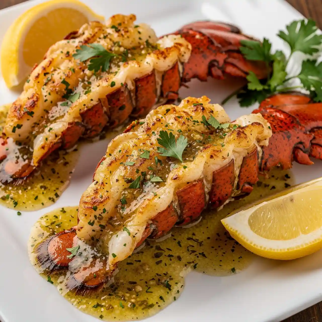 garlic butter lobster tails recipe baked with lemon and herbs