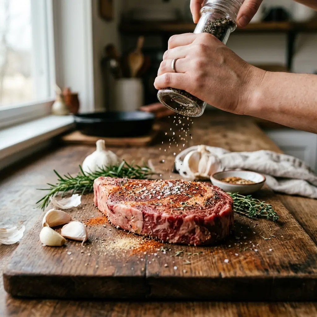 seasoning steak for garlic butter steak bowl recipe