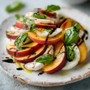 peach caprese salad served as a summer side dish