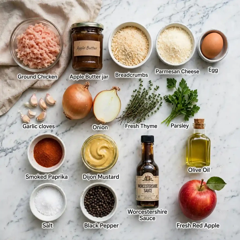 Ingredients for Apple Butter Chicken Meatballs recipe