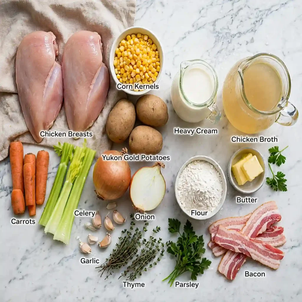 One Pot Creamy Chicken and Corn Chowder Recipe 2 Ingredients for One Pot Creamy Chicken and Corn Chowder recipe